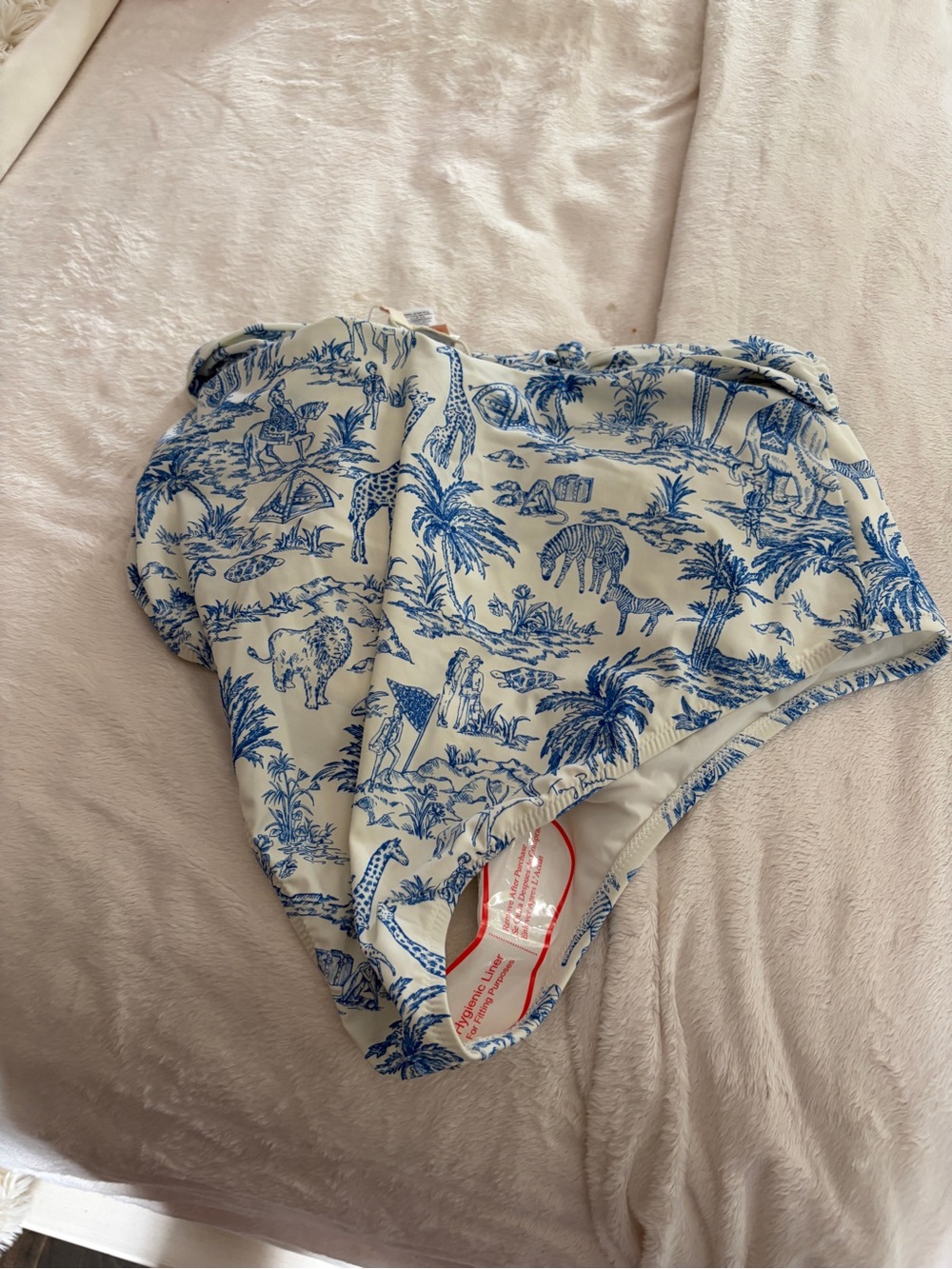 Tory Burch Blue and White High-Waist boy shorts bikini xl with Toile Print - Picture 4 of 4